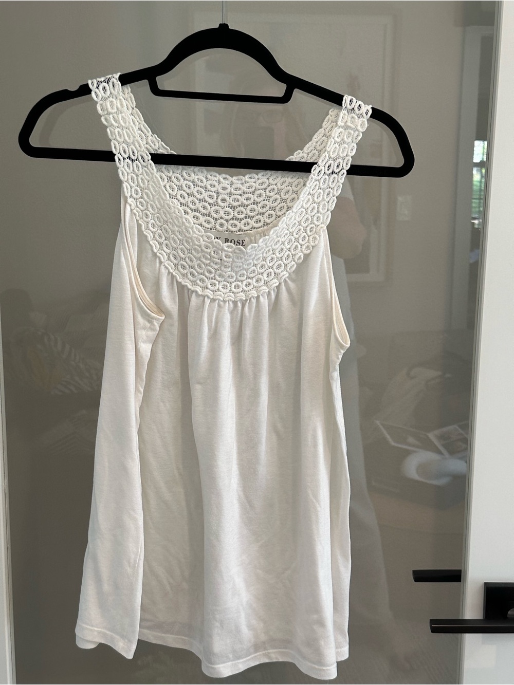 Knox Rose Ivory Crochet Yoke Tank
